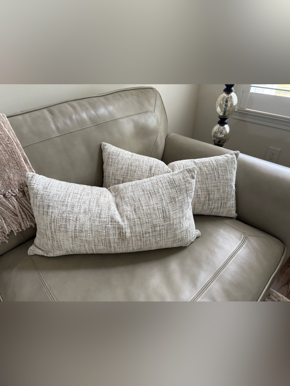 Set of Two Chenille Tweed Lumbar Pillow Covers 14” x 25”